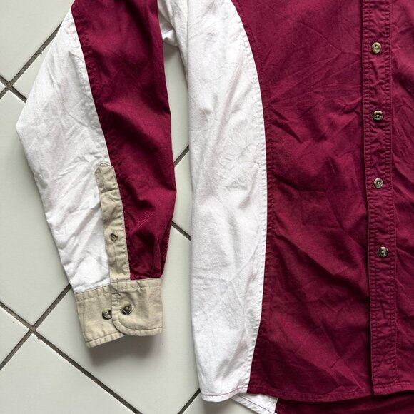 Wrangler brushpopper Western shirt in maroon/white colourblock (men’s M) - Picture 4 of 10